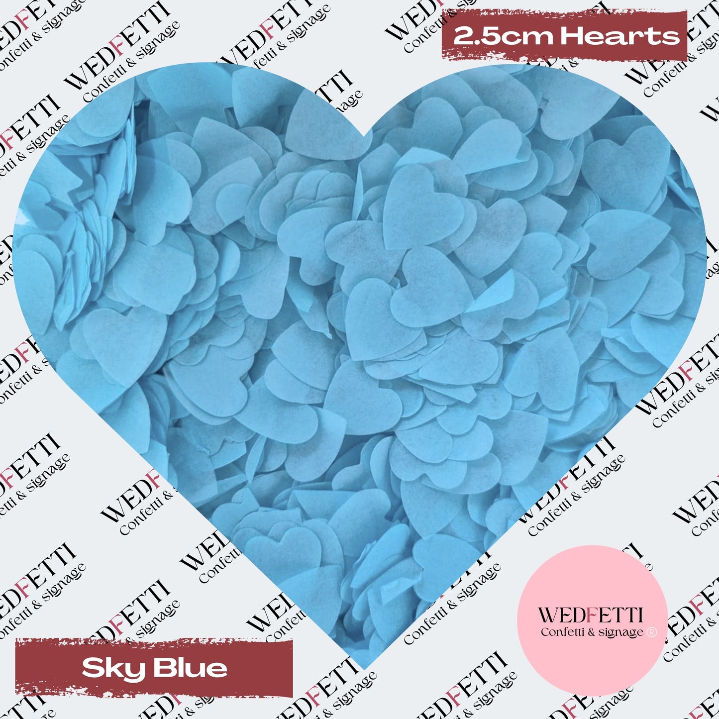 Biodegradable paper Confetti hearts 2.5cm - Sky Blue