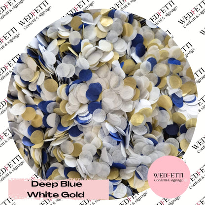 Slow falling paper Confetti - Deep Blue Gold White