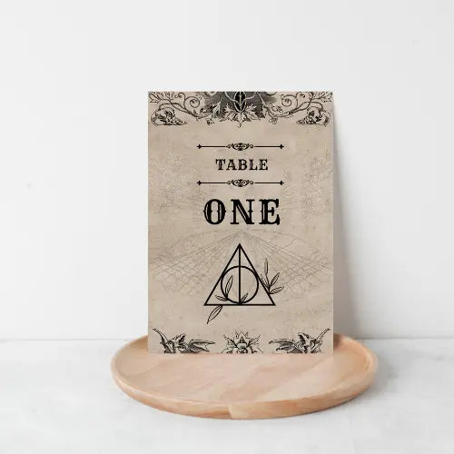 Harry potter style table numbers WedFetti