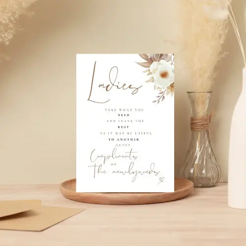 Sweet coffee ladies bathroom sign A5 WedFetti