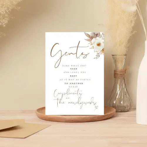 Sweet coffee Gents bathroom sign A5 WedFetti