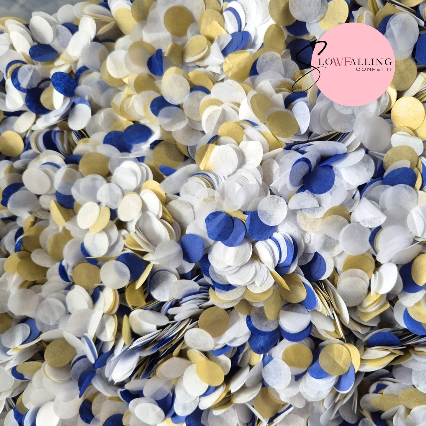 Slow falling paper Confetti - Deep Blue Gold White
