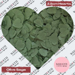 Biodegradable paper Confetti hearts 2.5cm - Olive Sage
