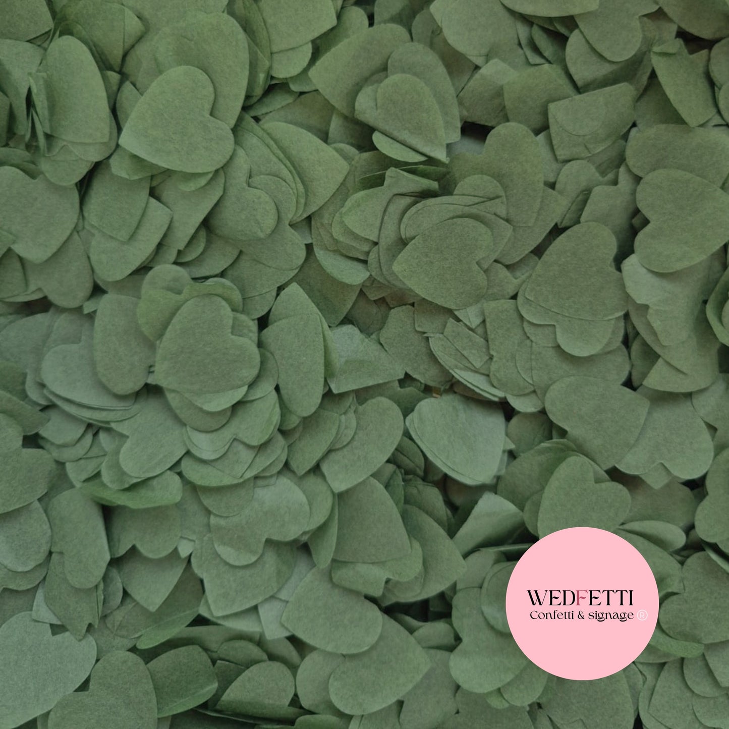 Biodegradable paper Confetti hearts 2.5cm - Olive Sage