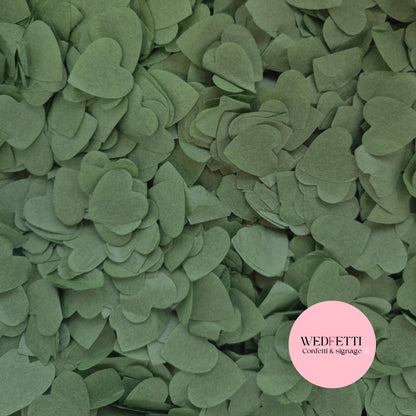 Biodegradable paper Confetti hearts 2.5cm - Olive Sage