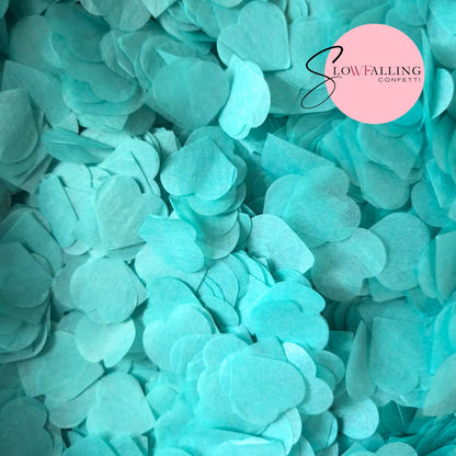 Biodegradable paper Confetti hearts - Turquoise