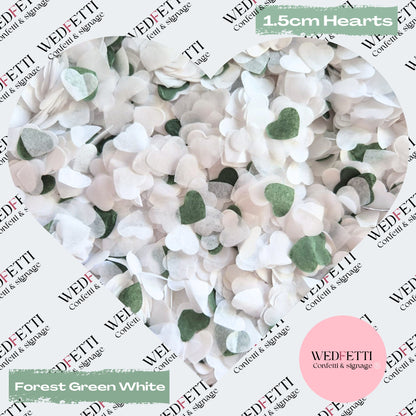 Paper Confetti hearts 1.5cm - Forest Green White