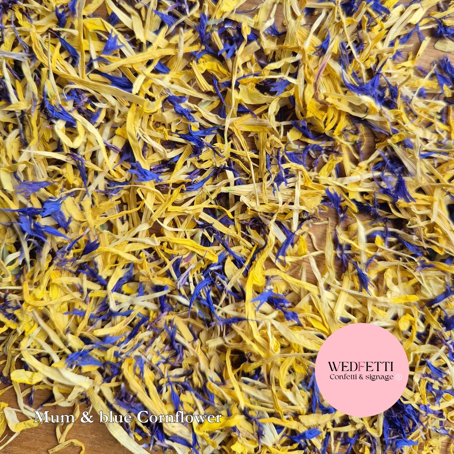 Petal Confetti - Blue cornflower yellow chrysanthemum mix