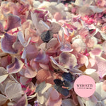 SLOW FALLING PETALS Freeze dried violet hydrangea + FlutterFly® + Pink cornflower + pink & blue SnowPetals®