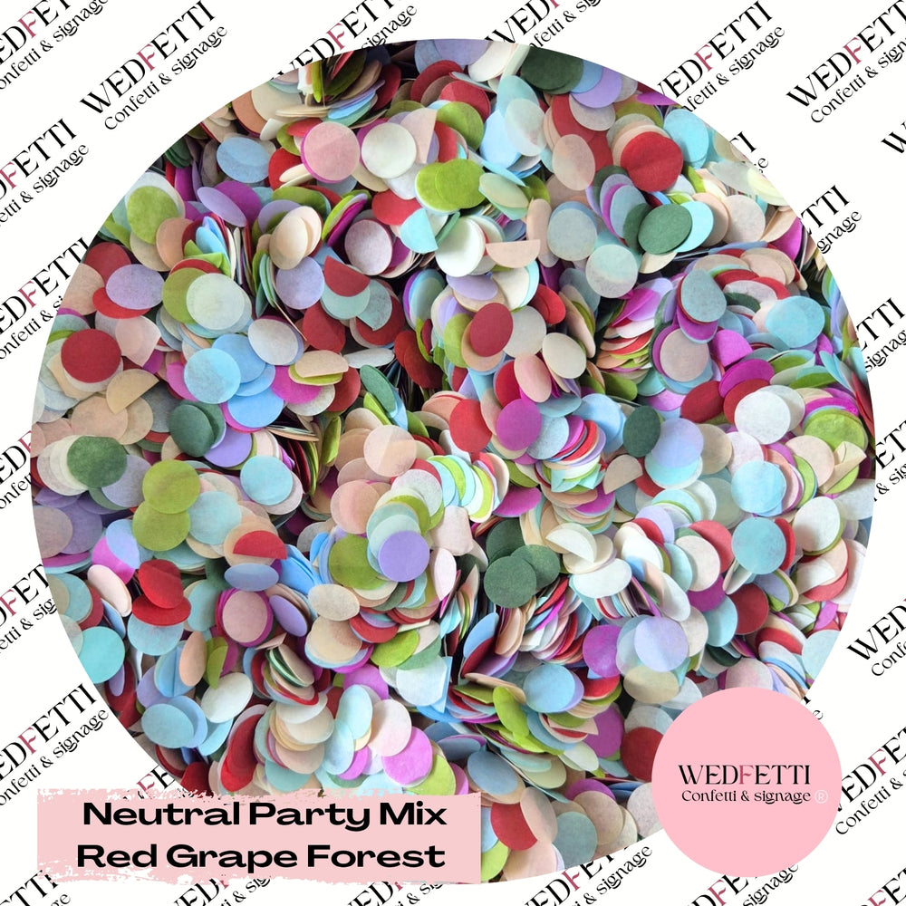 Slow falling paper Confetti - Neutral Party Mix Red Grape Forest