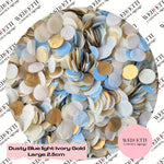 Circles Large 2.5cm Biodegradable - Dusty Blue Light Ivory Gold