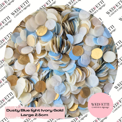 Circles Large 2.5cm Biodegradable - Dusty Blue Light Ivory Gold