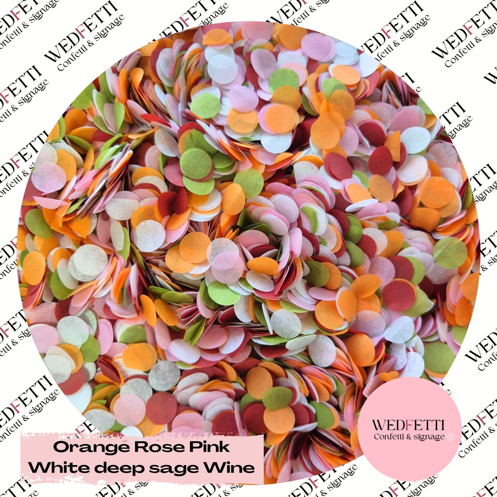 Slow falling paper Confetti - Orange Rose Pink White Deep Sage Wine