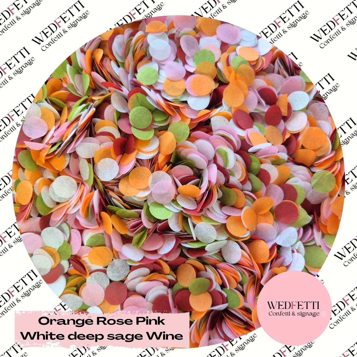 Slow falling paper Confetti - Orange Rose Pink White Deep Sage Wine