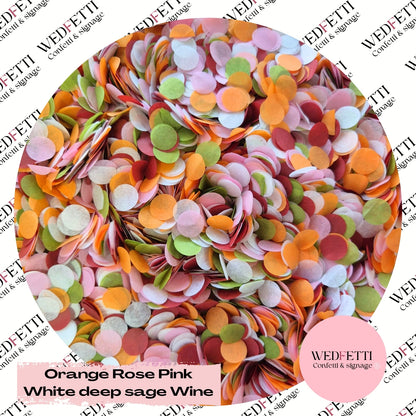 Slow falling paper Confetti - Orange Rose Pink White Deep Sage Wine