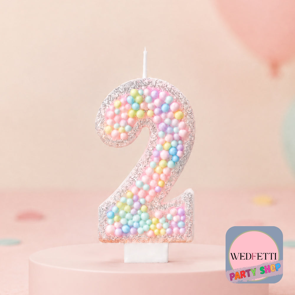 Pastel Sprinkle Number Birthday Candles 0–9