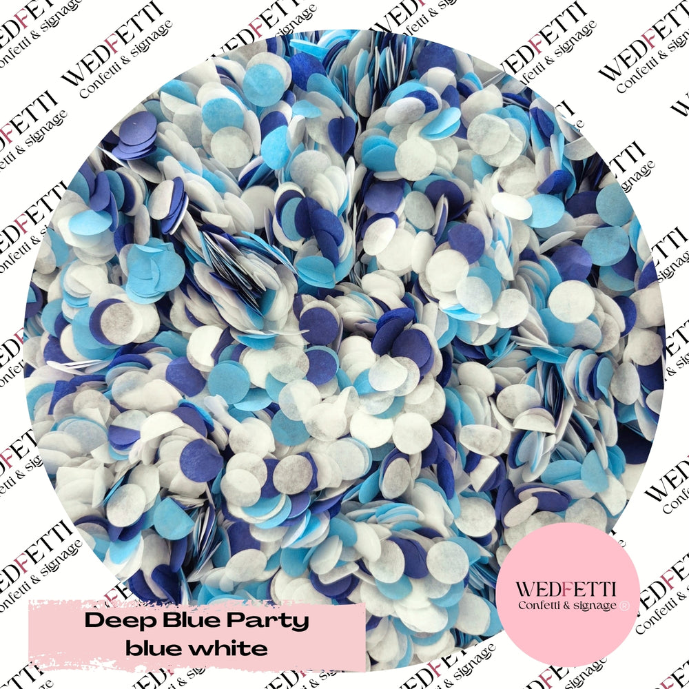 Slow falling paper Confetti - Deep Blue Party Blue White