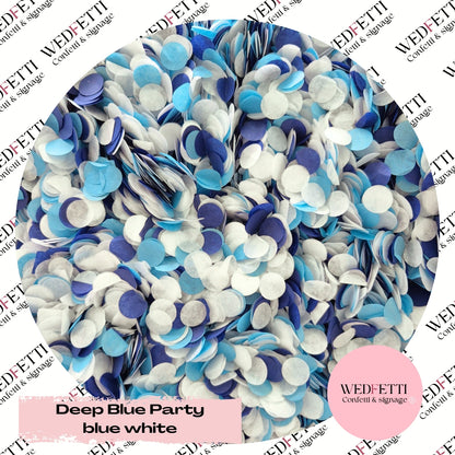 Slow falling paper Confetti - Deep Blue Party Blue White