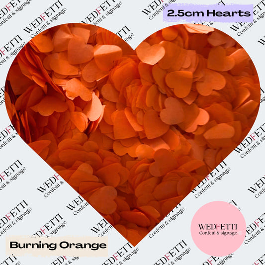 Biodegradable paper Confetti hearts - Burning Orange
