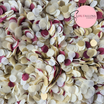 Slow falling paper Confetti - Ivory Gold Burgundy
