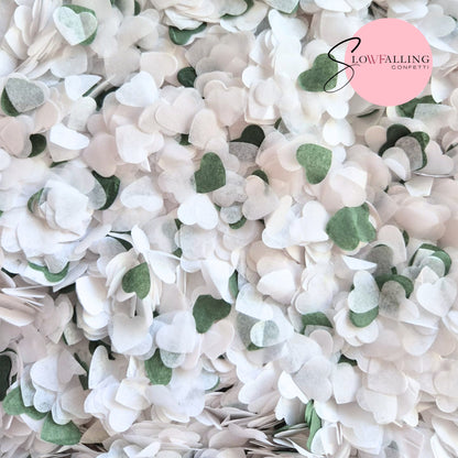 Paper Confetti hearts 1.5cm - Forest Green White