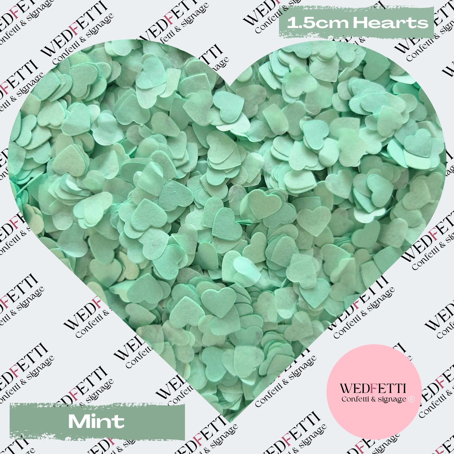 Paper Confetti hearts 1.5cm - Mint