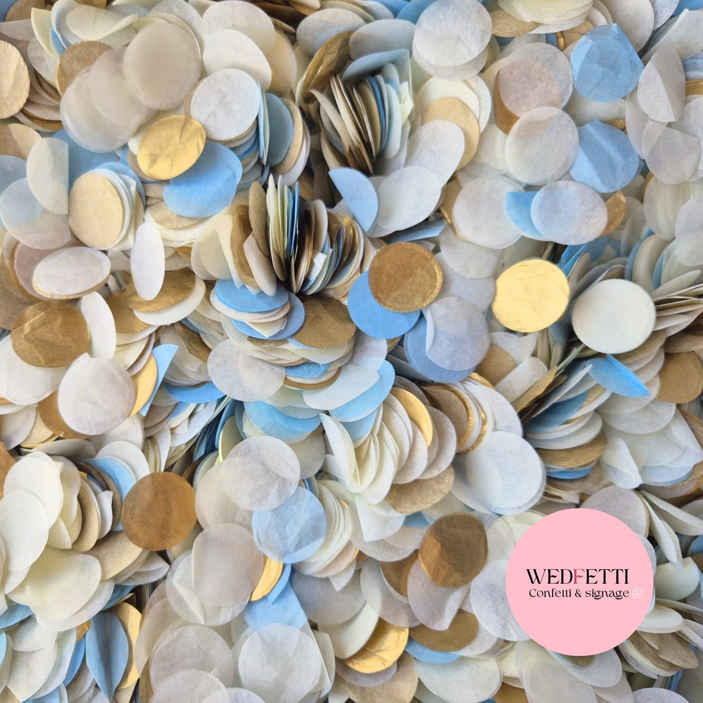 Circles Large 2.5cm Biodegradable - Dusty Blue Light Ivory Gold