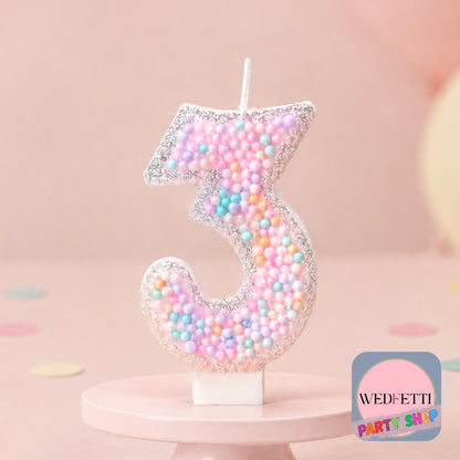 Pastel Sprinkle Number Birthday Candles 0–9