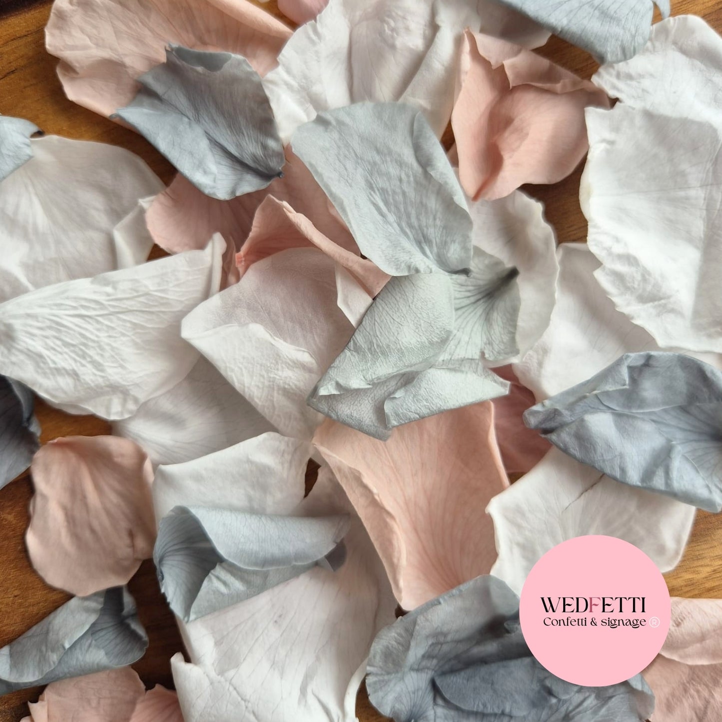 Rose Petals - Blue Silver White Blush