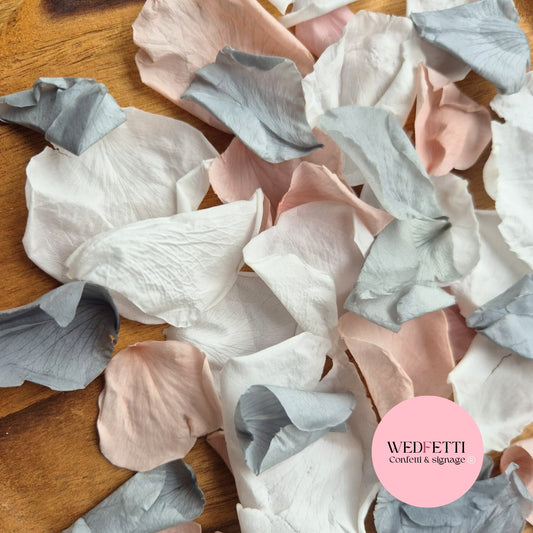 Rose Petals - Blue Silver White Blush