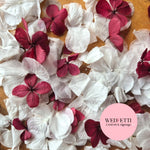 Petal Confetti hydrangea - White + Burgundy