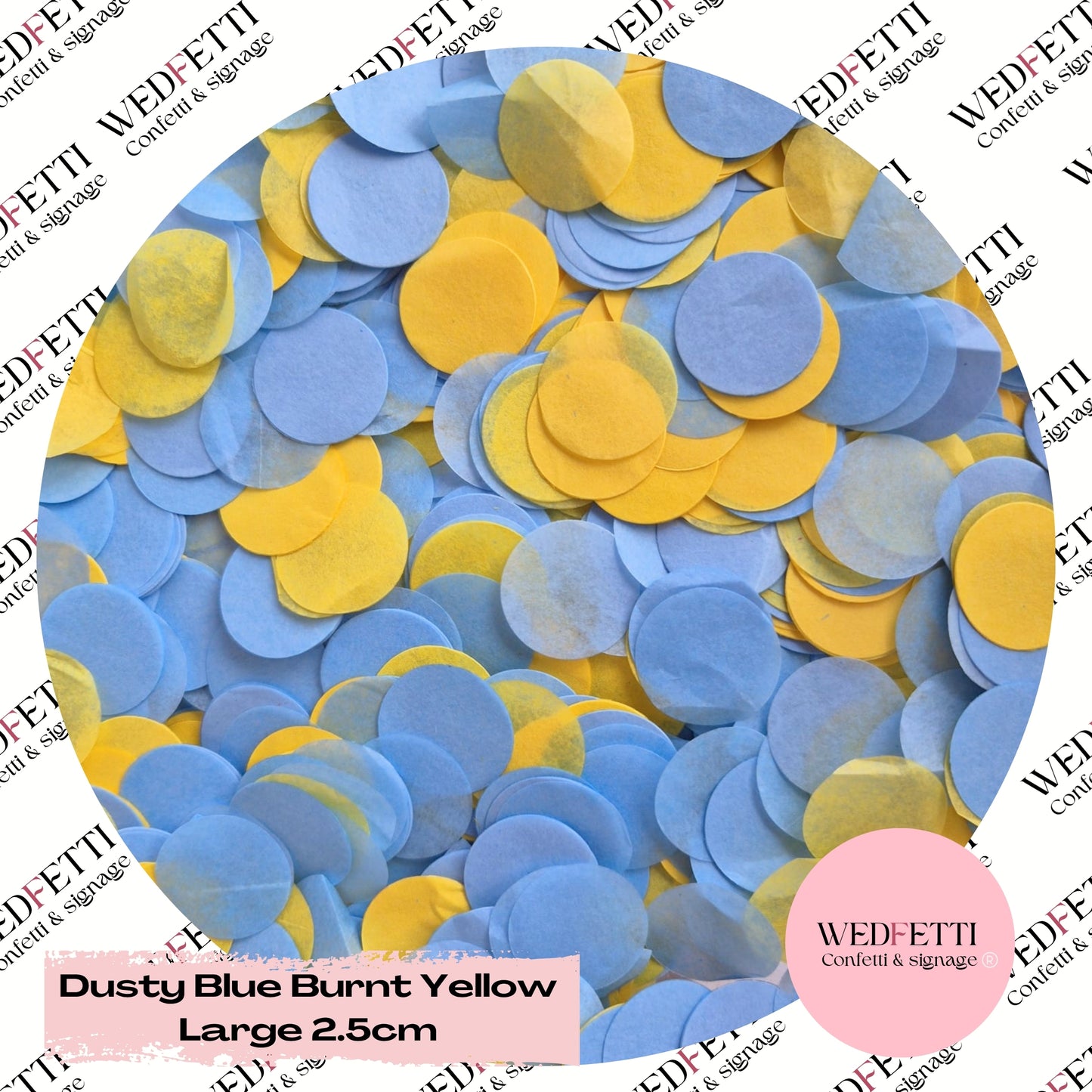 Circles Large 2.5cm Biodegradable - Dusty Blue Burnt Yellow
