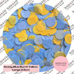 Circles Large 2.5cm Biodegradable - Dusty Blue Burnt Yellow