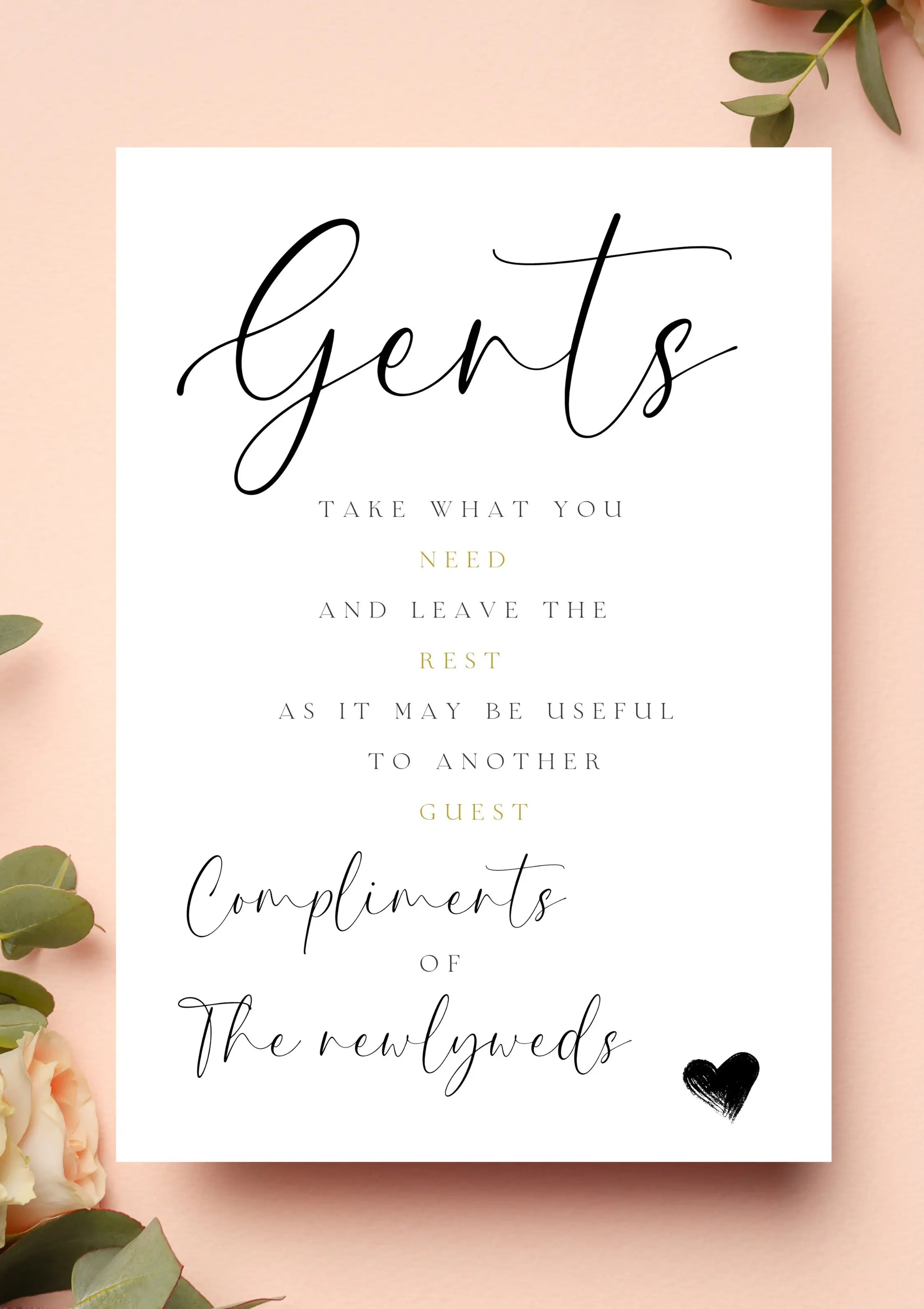 Lucy black - Gents restroom sign WedFetti