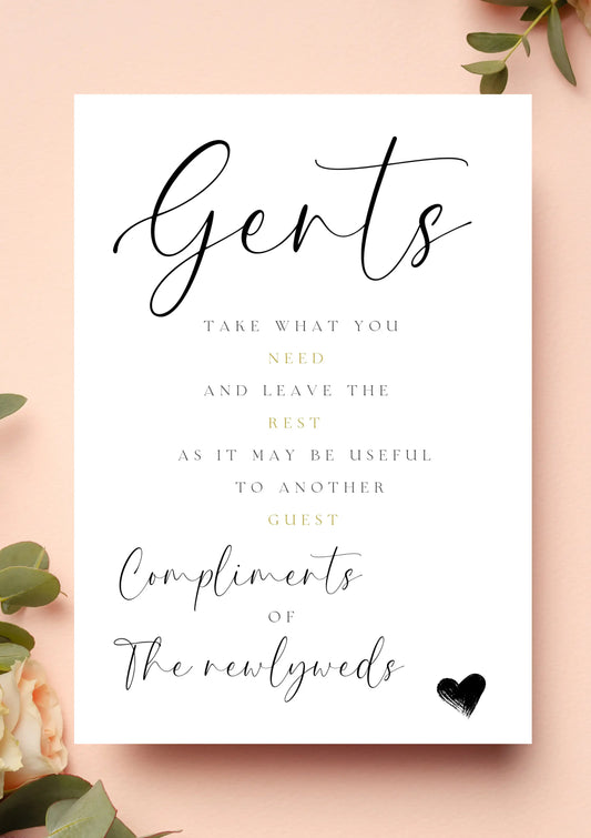 Lucy black - Gents restroom sign WedFetti