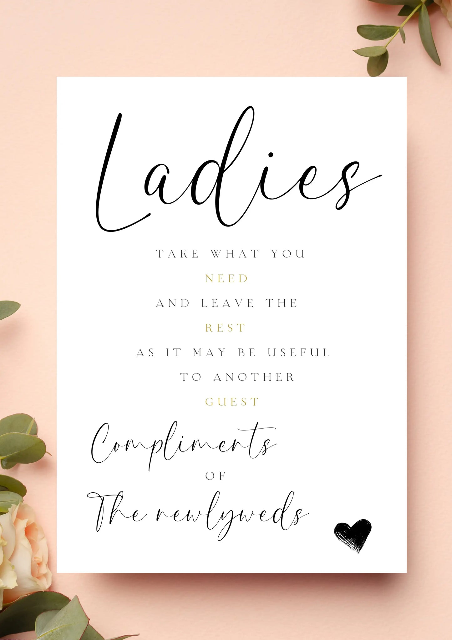 Lucy black - Ladies restroom sign WedFetti