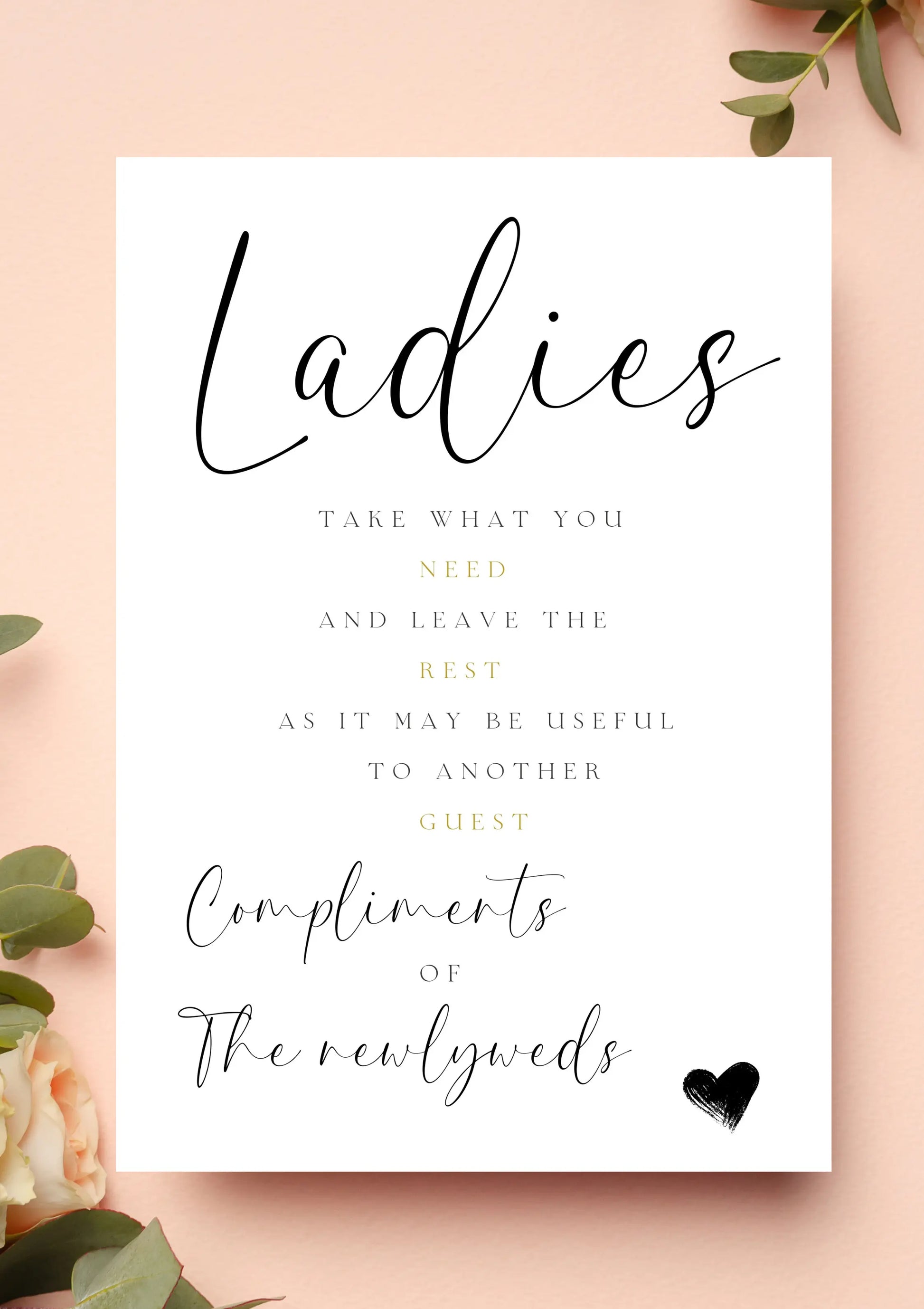 Lucy black - Ladies restroom sign WedFetti