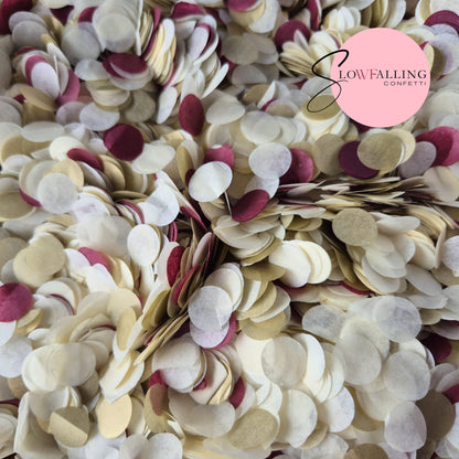 Slow falling paper Confetti - Ivory Gold Burgundy