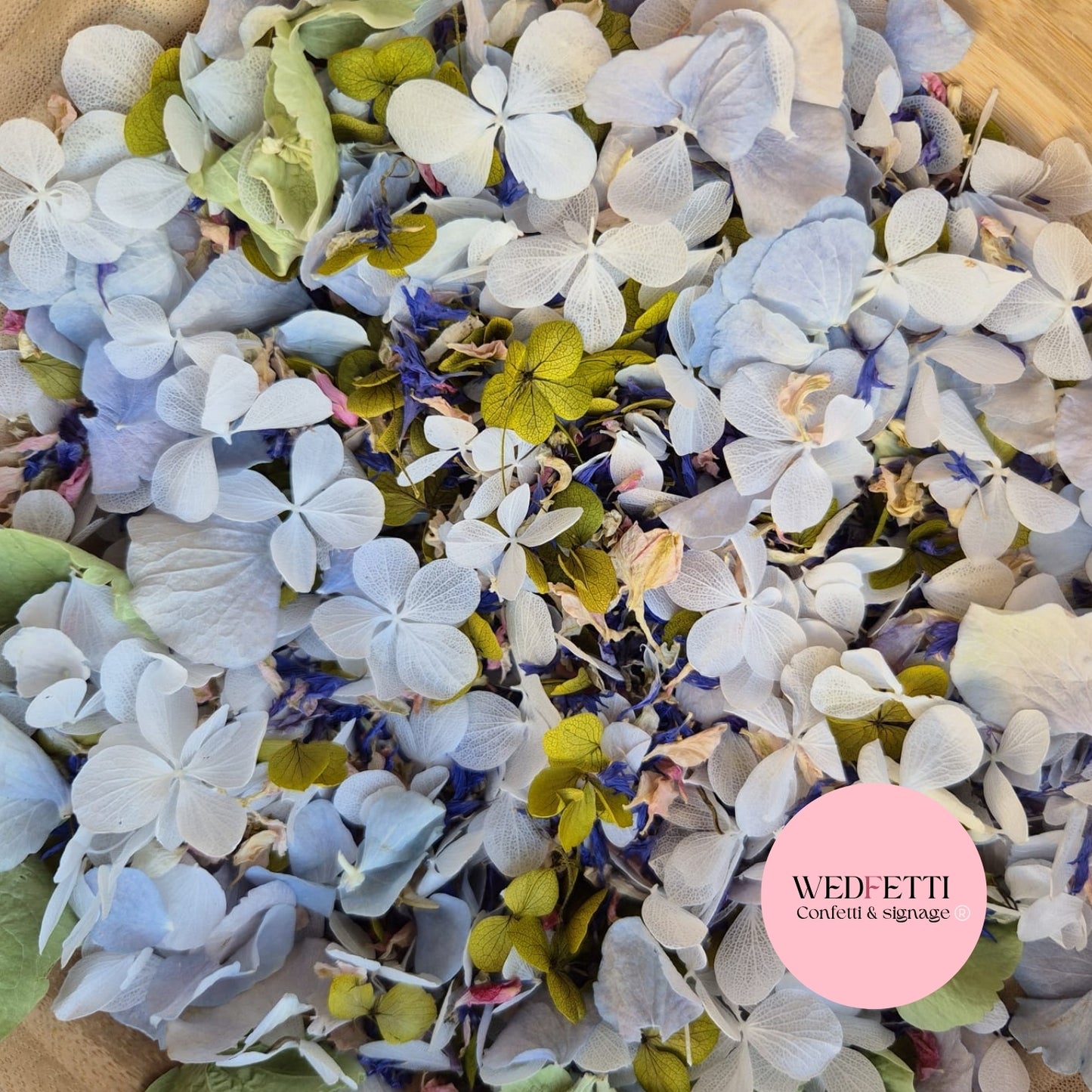 FlutterFly® + Delphinium hydrangea mix
