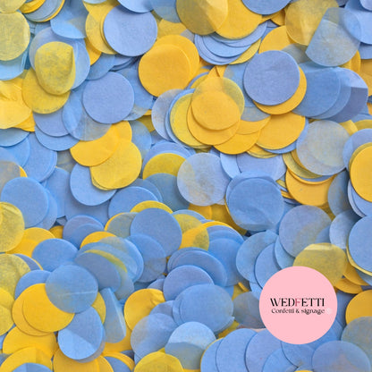 Circles Large 2.5cm Biodegradable - Dusty Blue Burnt Yellow