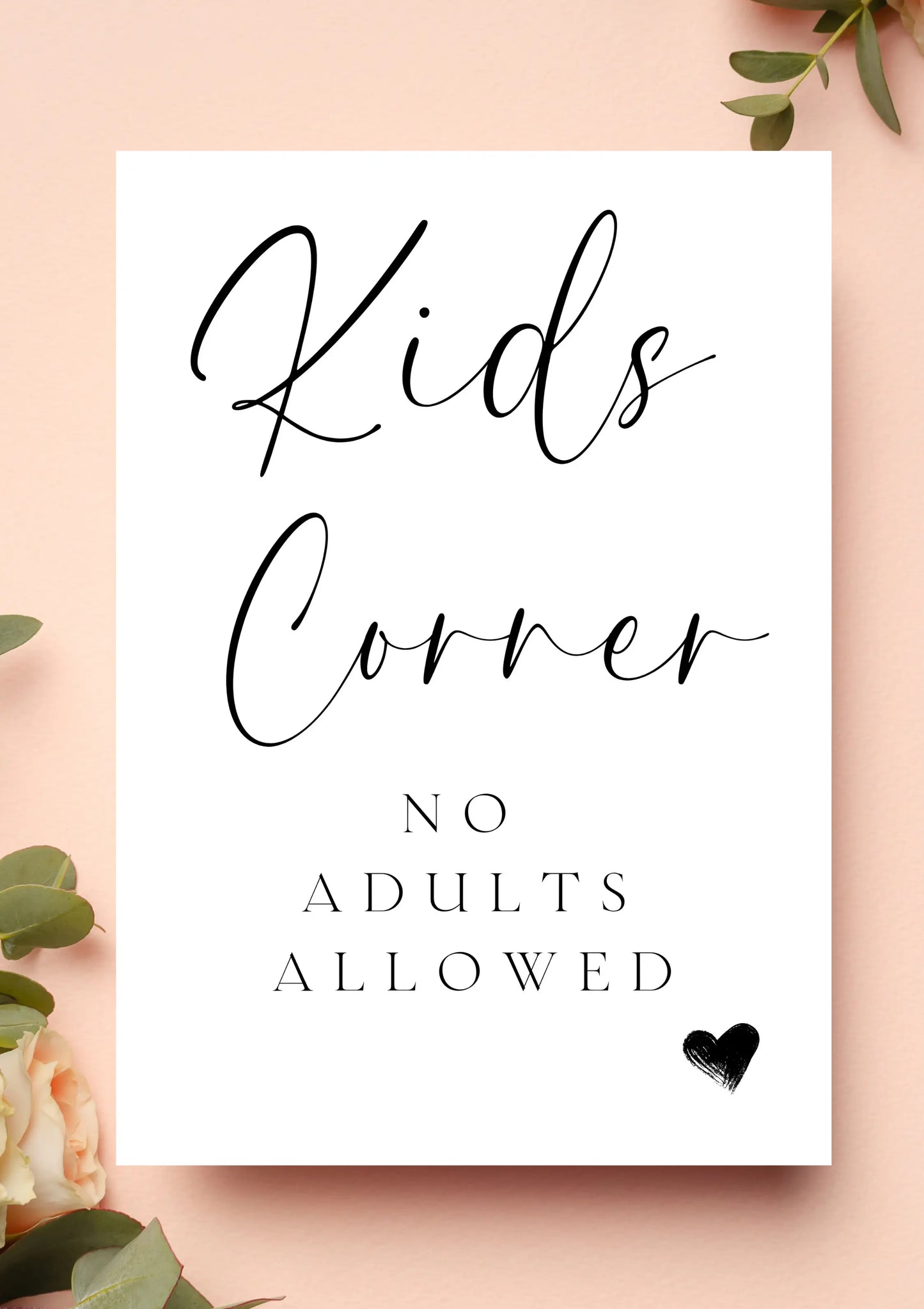 Lucy black - Kids Corner sign WedFetti