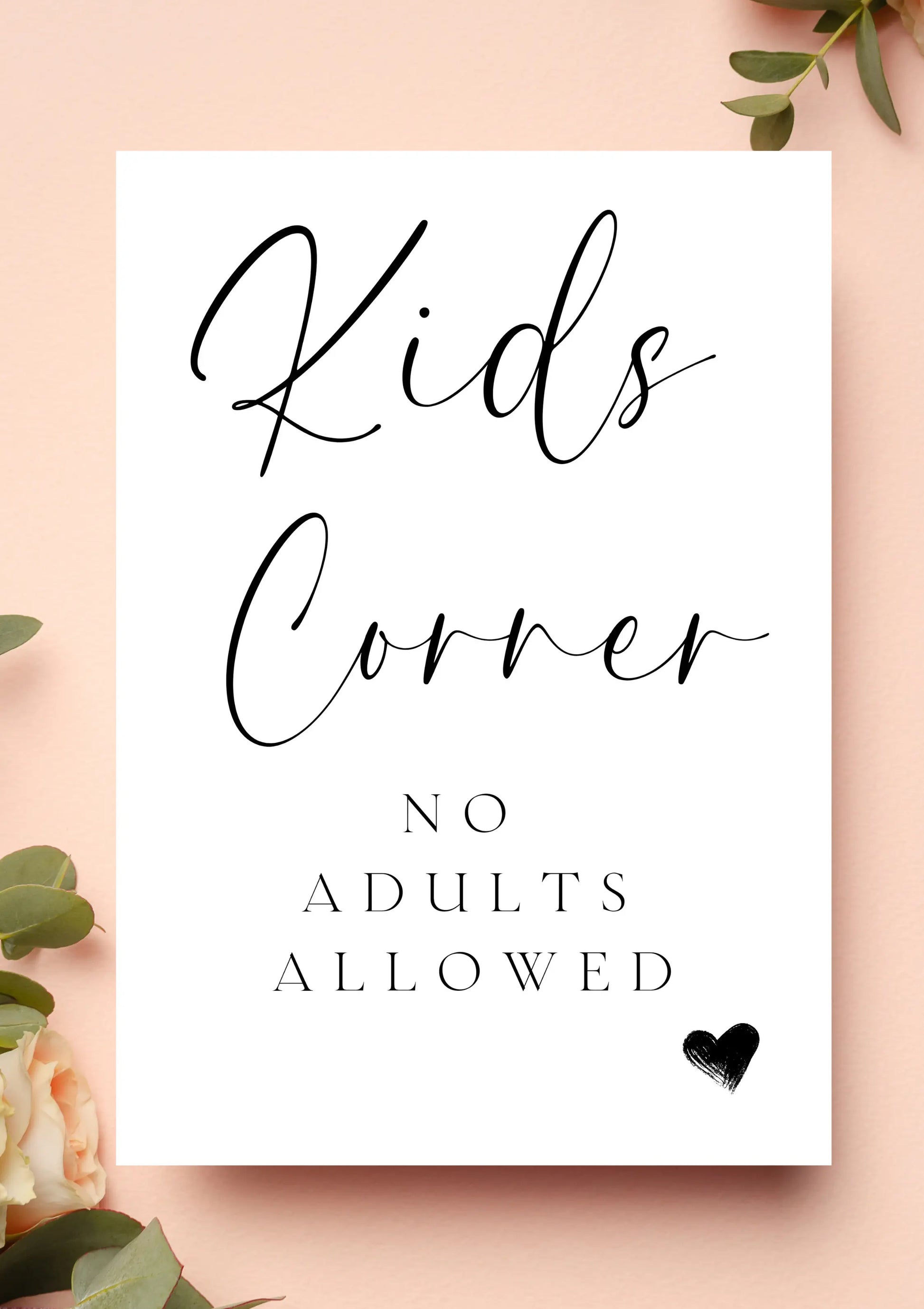 Lucy black - Kids Corner sign WedFetti