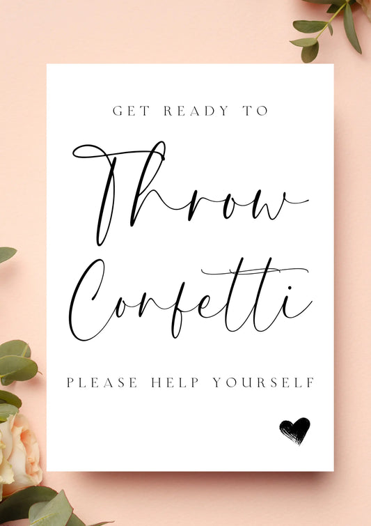 Lucy black - Throw Confetti sign WedFetti