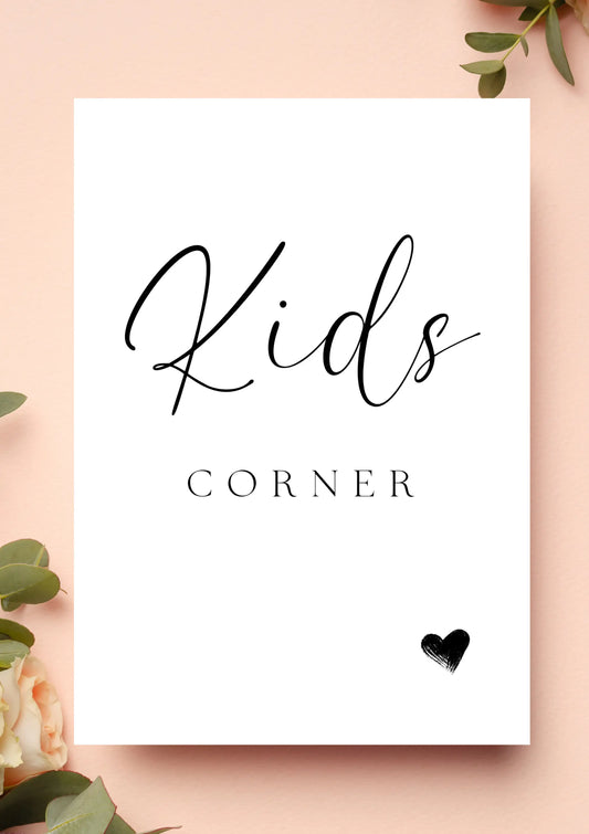 Lucy black - kids corner sign style 2 WedFetti