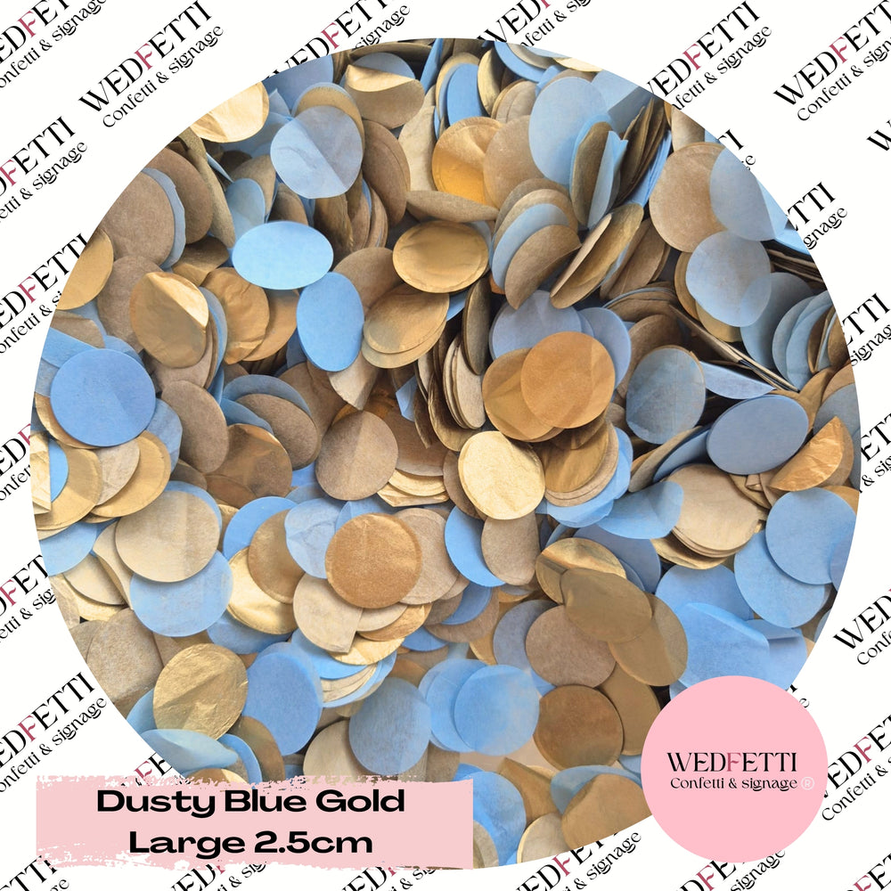 Circles Large 2.5cm Biodegradable - Dusty Blue Gold