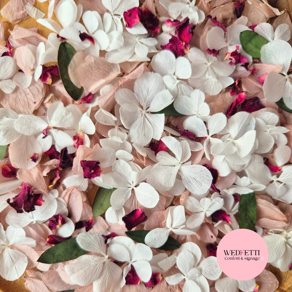 Petal Confetti hydrangea - Dusty Pink + Eucalyptus Rose White FF - Fragrant