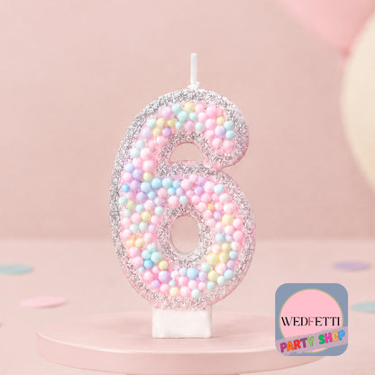 Pastel Sprinkle Number Birthday Candles 0–9