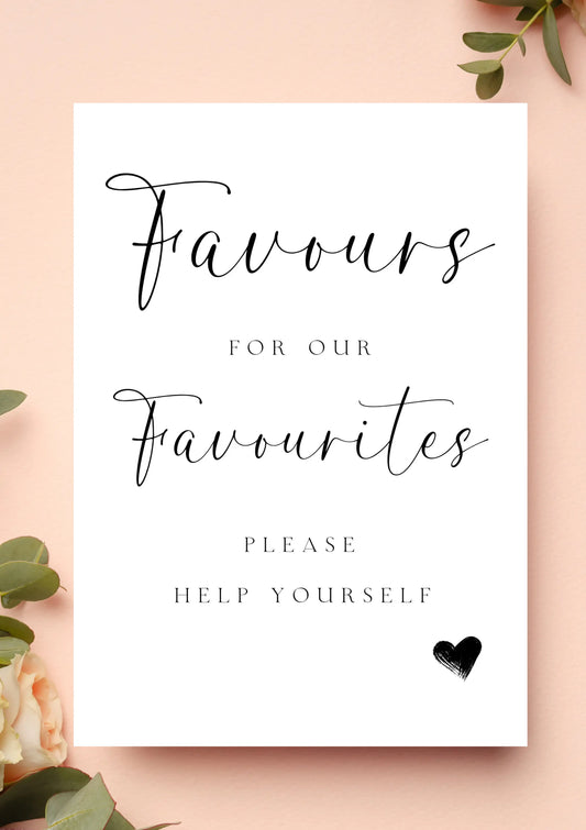 Lucy black - Favours for our favorites sign WedFetti