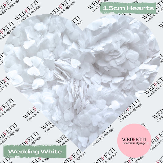 Paper Confetti hearts 1.5cm - Wedding White