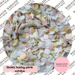 Slow falling paper Confetti - Gold, baby pink white